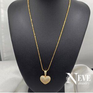 18k Yellow Gold Over Sterlling Silver 925 Moissanite Heart Pendant Necklace